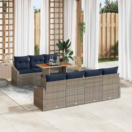 Trädgårdsoffset med lagring 8 pcs Grå Poly rattan