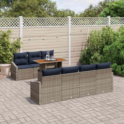 Trädgårdsoffset med lagring 8 pcs Grå Poly rattan