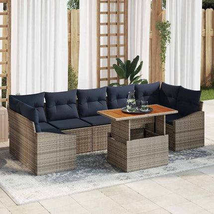 Trädgårdsoffset med lagring 8 pcs Grå Poly rattan