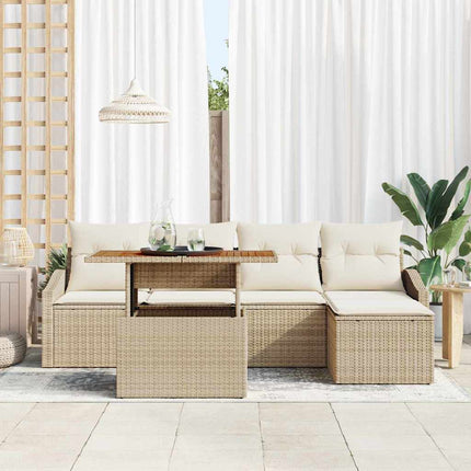 Trädgårdsoffset med lagring 6 pcs Beige Poly rattan