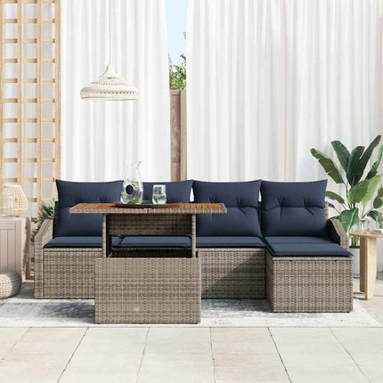 Trädgårdsoffset med lagring 6 pcs Grå Poly rattan