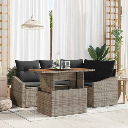Trädgårdsoffset med lagring 5 pcs Grå Poly rattan