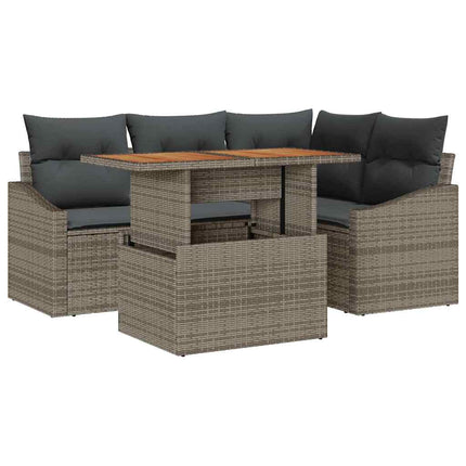 Trädgårdsoffset med lagring 5 pcs Grå Poly rattan