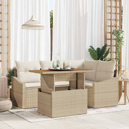 Trädgårdsoffset med lagring 5 pcs Beige Poly rattan