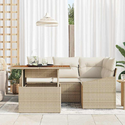 Trädgårdsoffset med lagring 5 pcs Beige Poly rattan