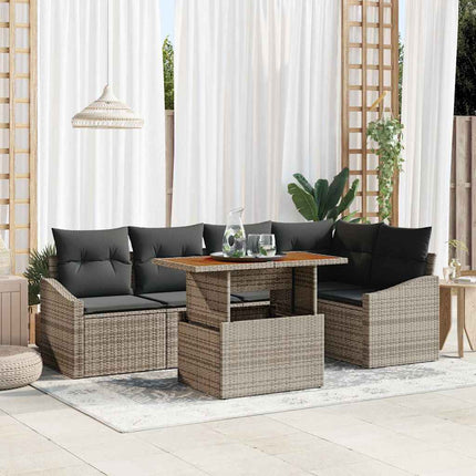 Trädgårdsoffset med lagring 6 pcs Grå Poly rattan