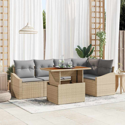 Trädgårdsoffset 6 st Beige Poly rattan