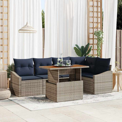 Trädgårdsoffset med lagring 6 pcs Grå Poly rattan