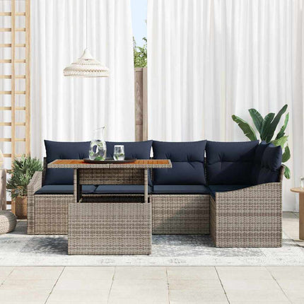 Trädgårdsoffset med lagring 6 pcs Grå Poly rattan