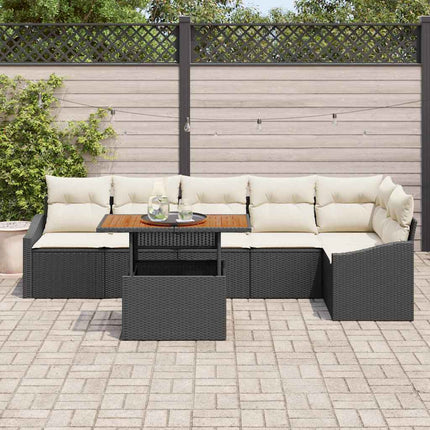 Trädgårdsoffset 7 st Svart Poly rattan
