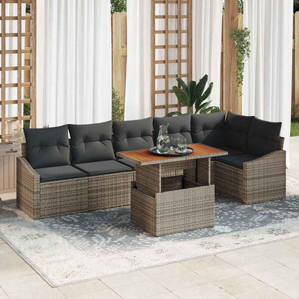 Trädgårdsoffset med lagring 7 pcs Grå Poly rattan