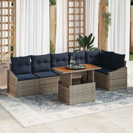 Trädgårdsoffset med lagring 7 pcs Grå Poly rattan