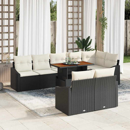 Trädgårdsoffset med lagring 9 pcs Svart Poly rattan