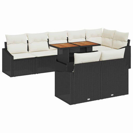 Trädgårdsoffset 9 st Svart Poly rattan