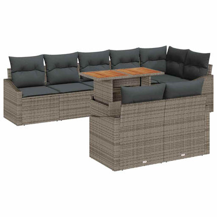 Trädgårdsoffset med lagring 9 pcs Grå Poly rattan