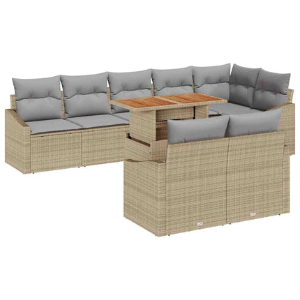 Trädgårdsoffset 9 st Beige Poly rattan