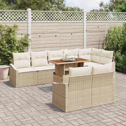 Trädgårdsoffset med lagring 9 pcs Beige Poly rattan