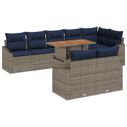 Trädgårdsoffset med lagring 9 pcs Grå Poly rattan