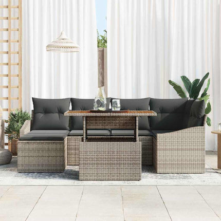 Trädgårdsoffset med lagring 7 pcs Grå Poly rattan