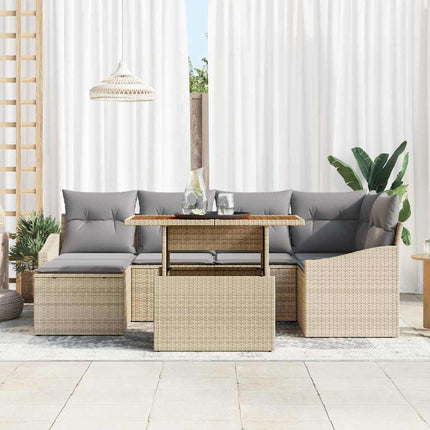 Trädgårdsoffset med lagring 7 pcs Beige Poly rattan