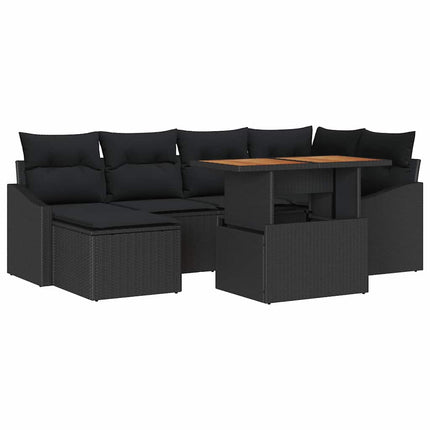 Trädgårdsoffset 7 st Svart Poly rattan