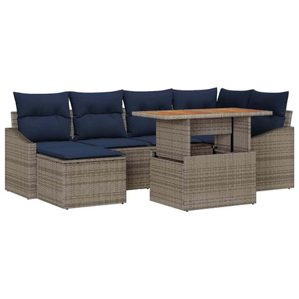 Trädgårdsoffset med lagring 7 pcs Grå Poly rattan