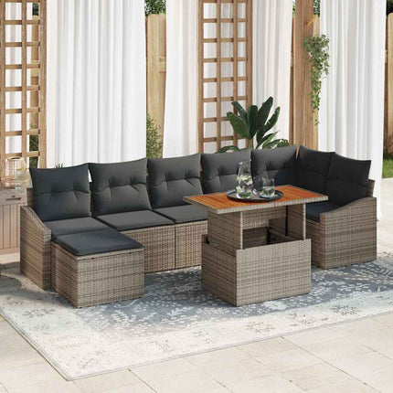 Trädgårdsoffset med lagring 8 pcs Grå Poly rattan