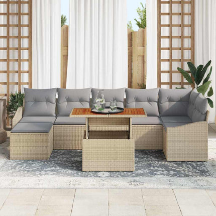 Trädgårdsoffset med lagring 8 pcs Beige Poly rattan