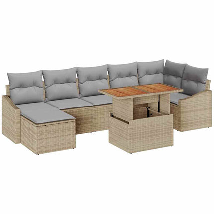 Trädgårdsoffset med lagring 8 pcs Beige Poly rattan