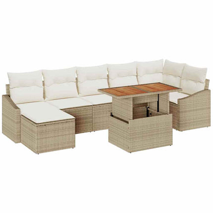 Trädgårdsoffset med lagring 8 pcs Beige Poly rattan