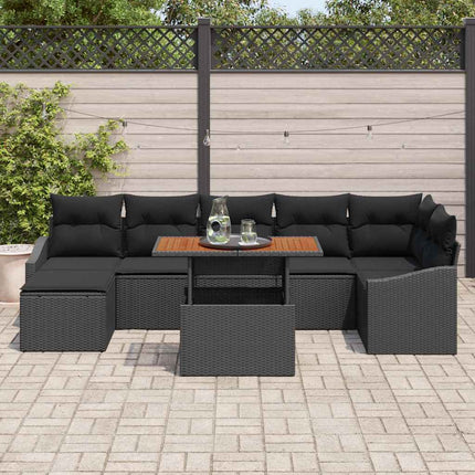 Trädgårdsoffset med lagring 8 pcs Svart Poly rattan