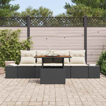 Trädgårdsoffset med lagring 5 pcs Svart Poly rattan
