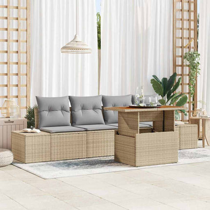 Trädgårdsoffset med lagring 5 pcs Beige Poly rattan