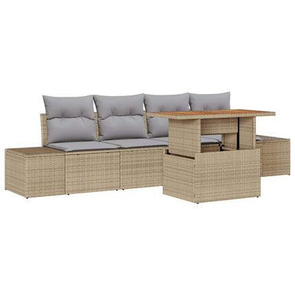 Trädgårdsoffset med lagring 5 pcs Beige Poly rattan