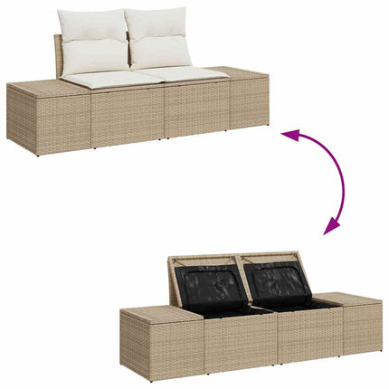 Trädgårdsoffset med lagring 5 pcs Beige Poly rattan