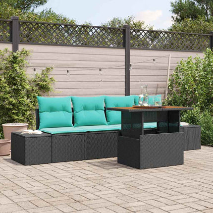 Trädgårdsoffset 5 st Svart Poly rattan