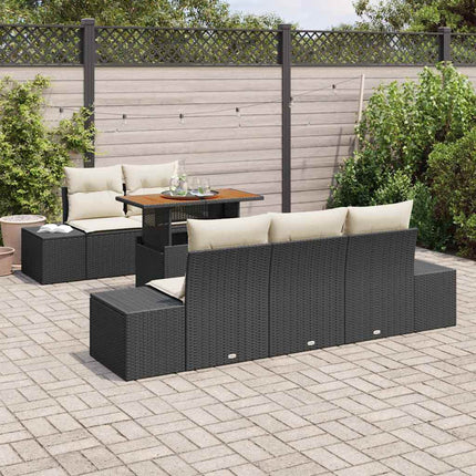 Trädgårdsoffset med lagring 6 pcs Svart Poly rattan