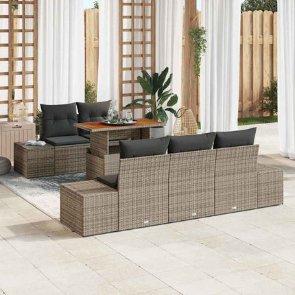 Trädgårdsoffset med lagring 6 pcs Grå Poly rattan