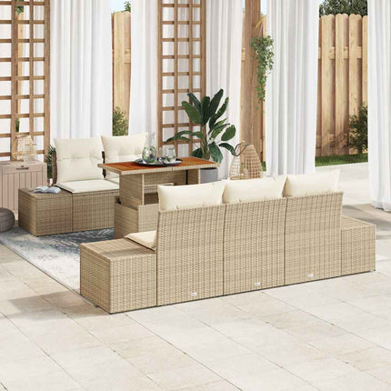 Trädgårdsoffset med lagring 6 pcs Beige Poly rattan
