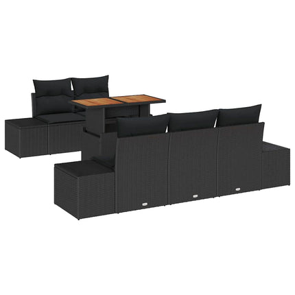 Trädgårdsoffset med lagring 6 pcs Svart Poly rattan