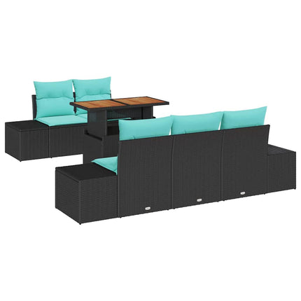 Trädgårdsoffset 6 st Svart Poly rattan