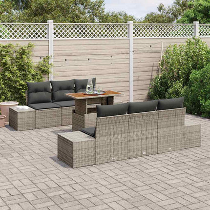 Trädgårdsoffset med lagring 7 pcs Grå Poly rattan
