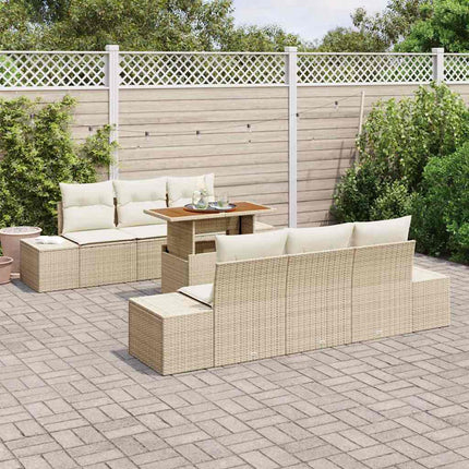 Trädgårdsoffset med lagring 7 pcs Beige Poly rattan