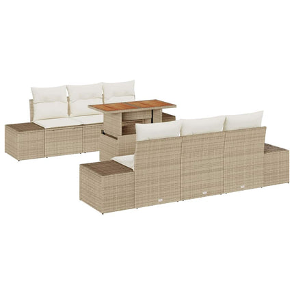 Trädgårdsoffset med lagring 7 pcs Beige Poly rattan