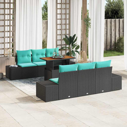 Trädgårdsoffset 7 st Svart Poly rattan