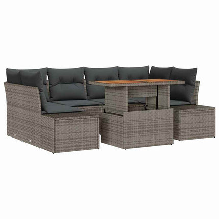 Trädgårdsoffset med lagring 7 pcs Grå Poly rattan