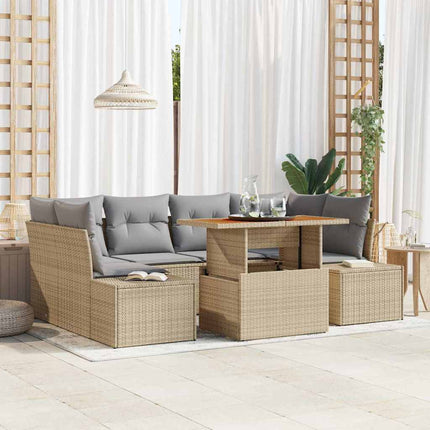 Trädgårdsoffset med lagring 7 pcs Beige Poly rattan