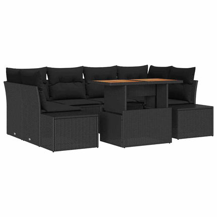 Trädgårdsoffset 7 st Svart Poly rattan