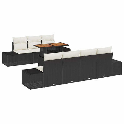 Trädgårdsoffset med lagring 8 pcs Svart Poly rattan