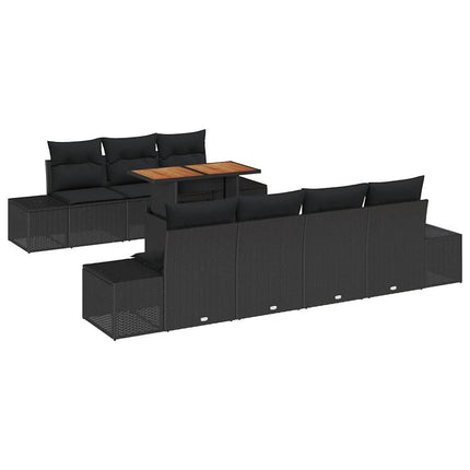 Trädgårdsoffset med lagring 8 pcs Svart Poly rattan